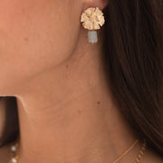 Boucle oreille plaque or magalie bleu glace